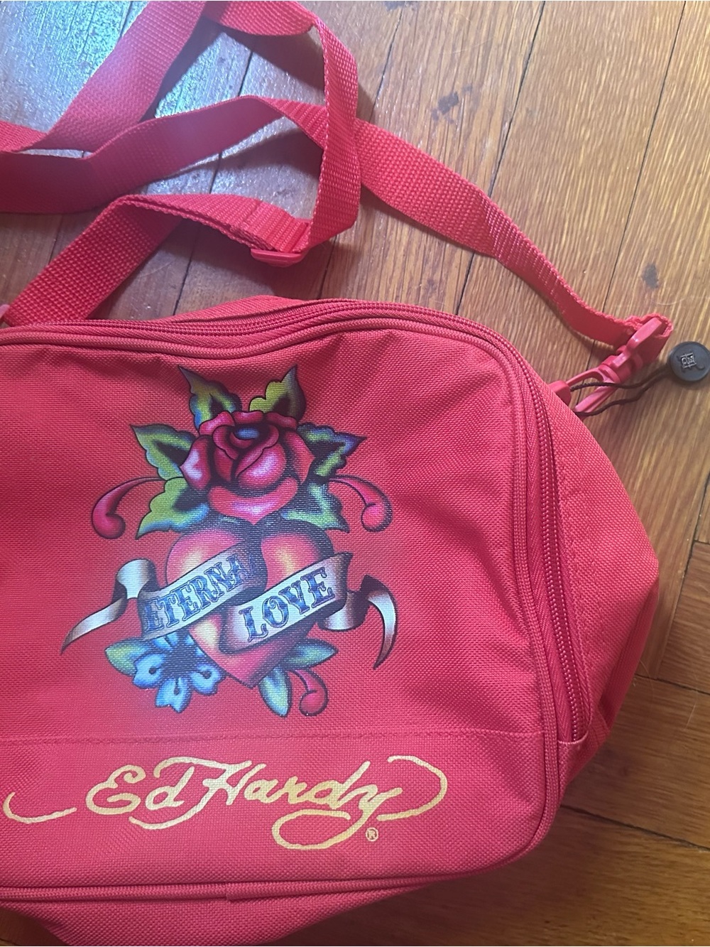 Ed Hardy Lunchbox Red Rose Eternal Love Heart Lunch Bag 8x9x4.75